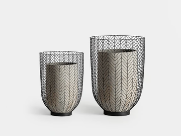 PLISSÉ METAL - Cement and iron vase set by Vical Home - view 2